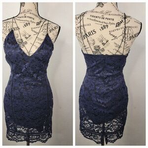 ASTR The Label Dress Sz XS Mini Lace Overlaid Spaghetti Strap Bodycon Going Out